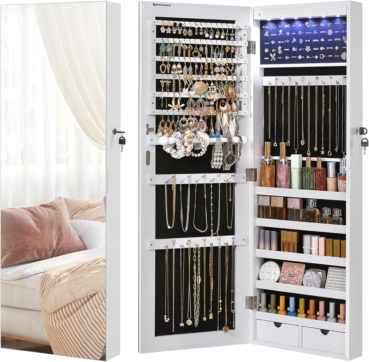 Découvrez l’Armoire à Bijoux SONGMICS : Élégance et Rangement Innovant avec Miroir LED!