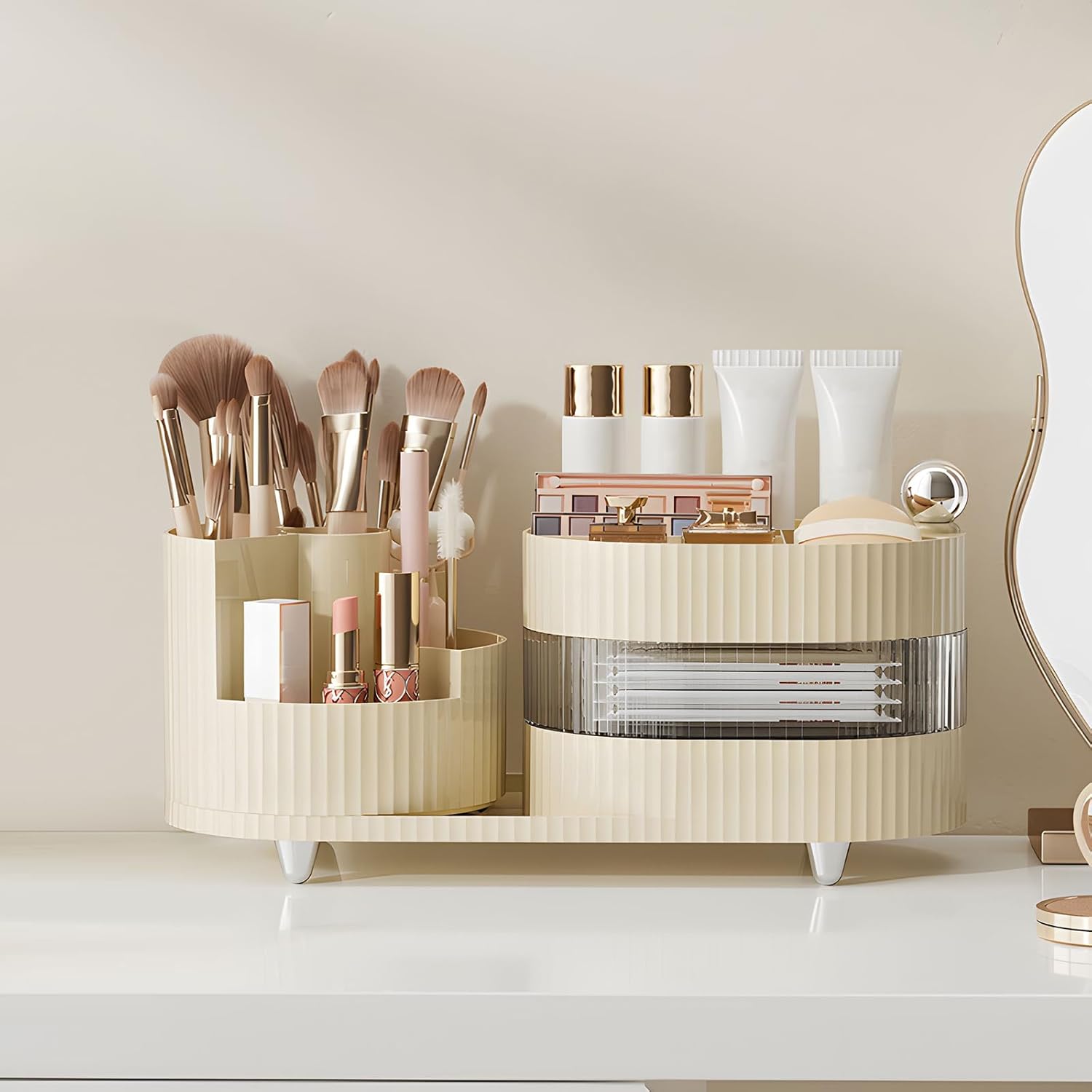 Découvrez le MUUKAIII : Organisateur Maquillage Rotatif 360° pour un Rangement Élégant!