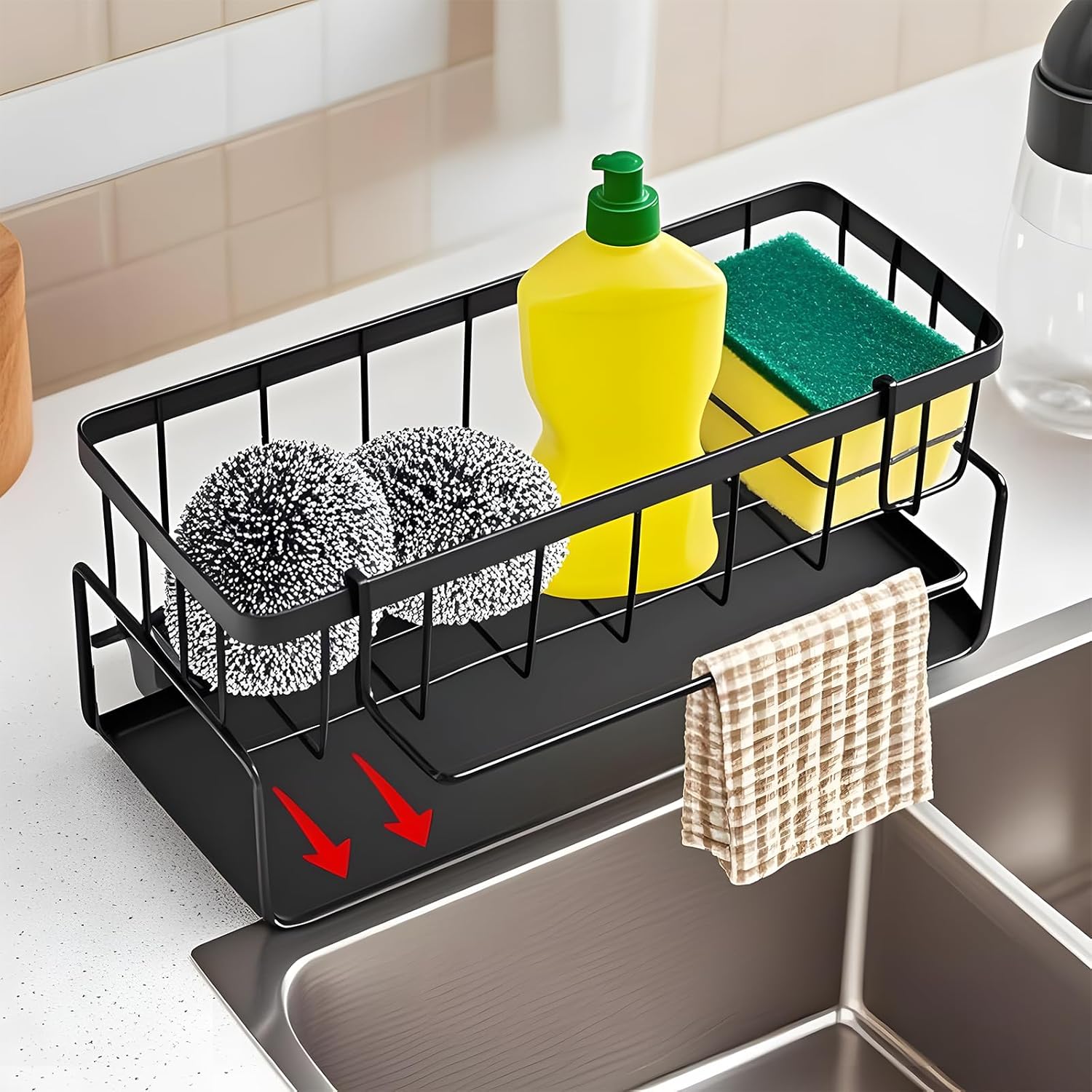Découvrez le WYTNB Noir : L’Organisateur Évier Ultime pour Cuisine & Salle de Bain!