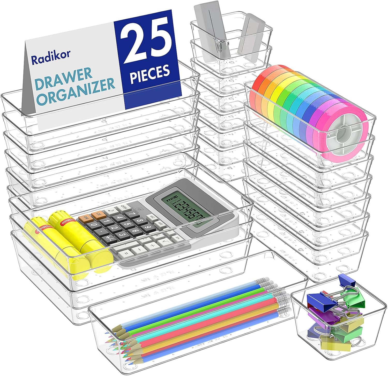 Maximisez Votre Espace avec le Lot de 25 Organisateurs Radikor : Rangement Transparent et Pratique!