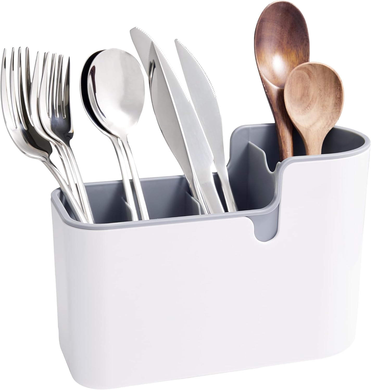 Maximisez Votre Espace avec l’Organiseur d’Ustensiles Amazon Basics : Blanc et Gris Chic!