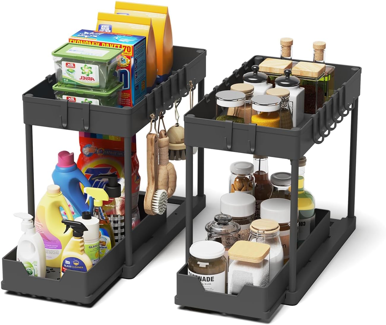 Optimisez votre cuisine avec le lot de 2 rangements sous évier !