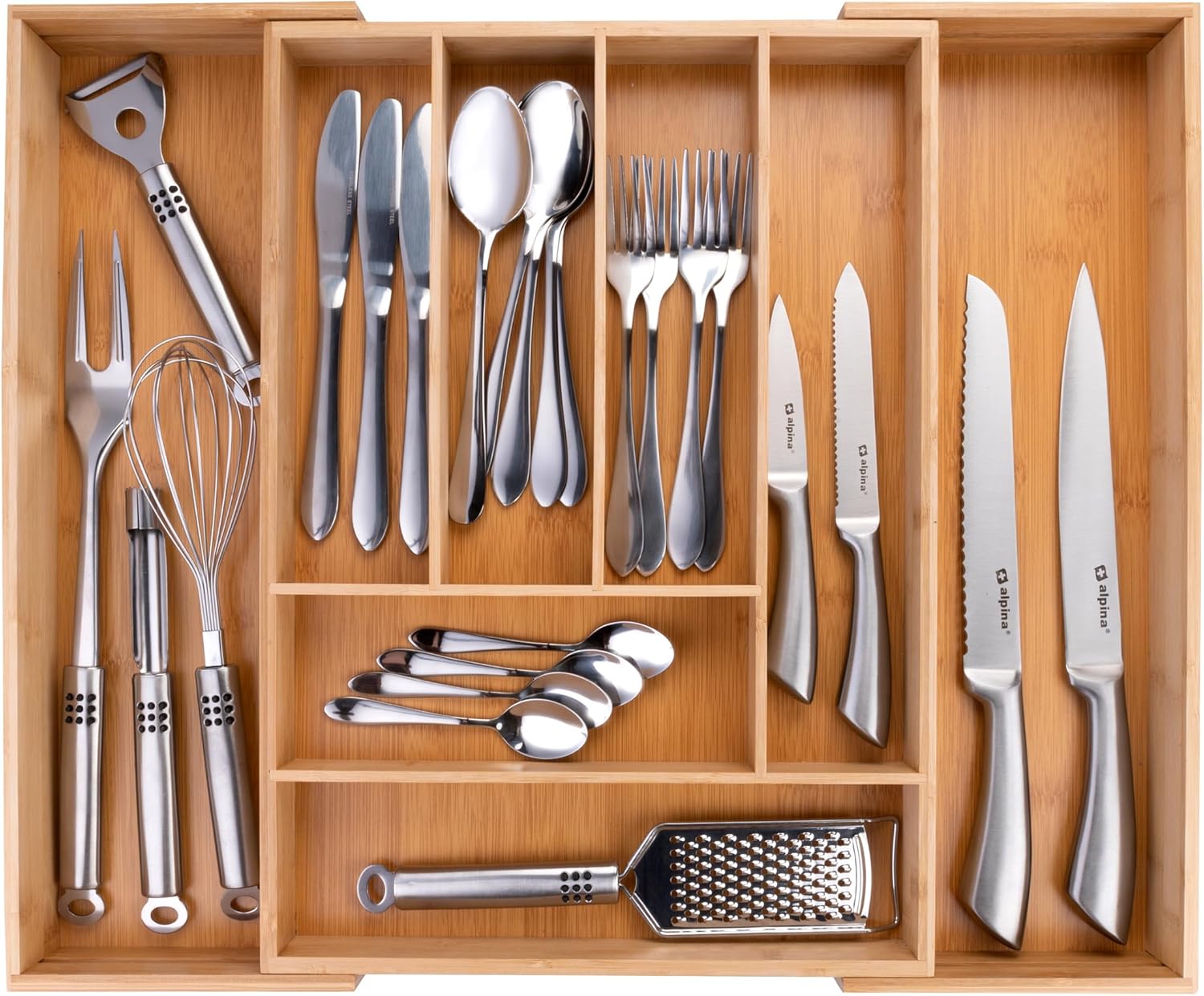Optimisez Votre Cuisine avec l’Organisateur Tiroir Alpina en Bambou : Pratique et Extensible !