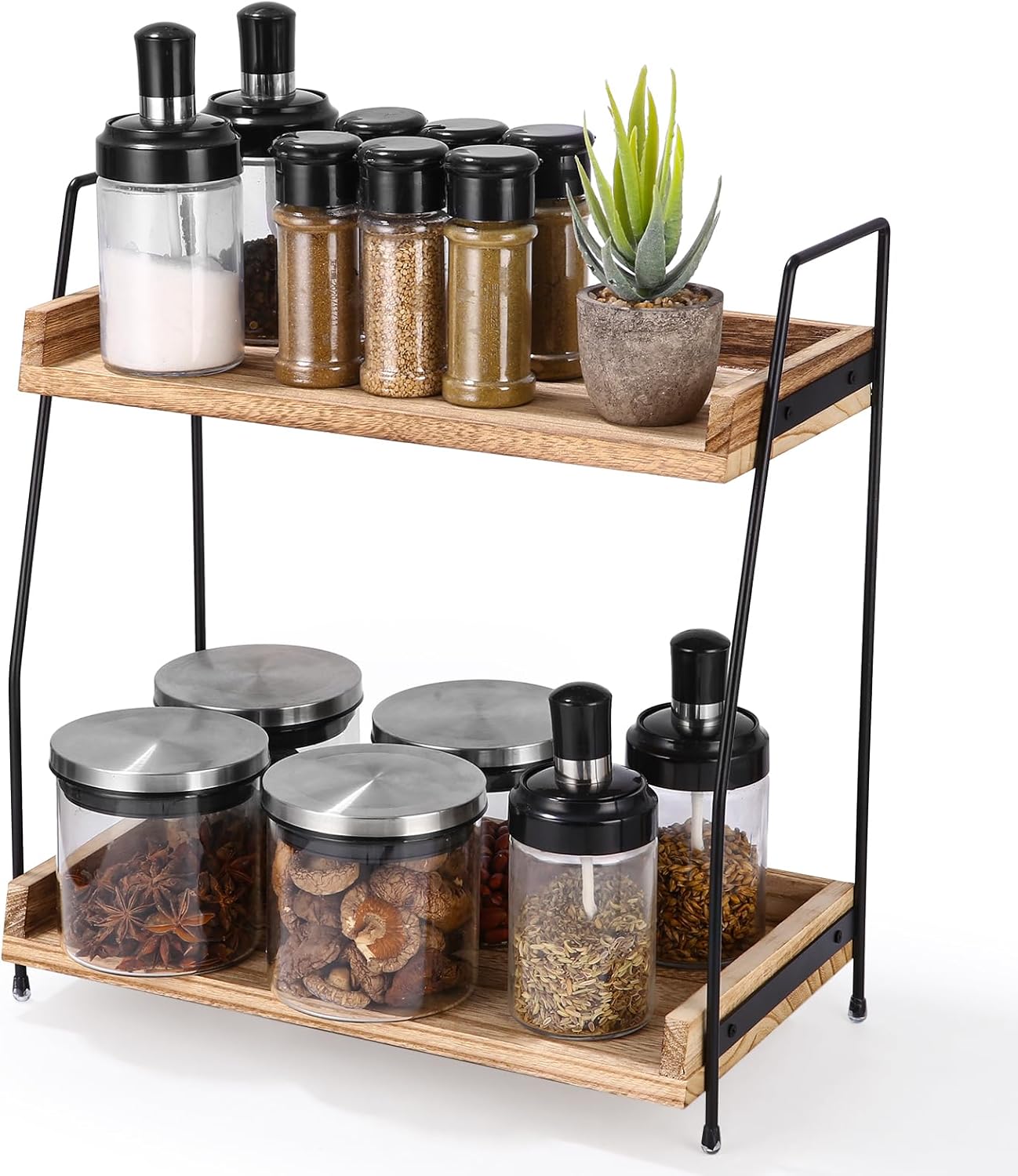 Optimisez votre Cuisine avec l’Étagère à Épices à 2 Niveaux : Pratique et Élégante!