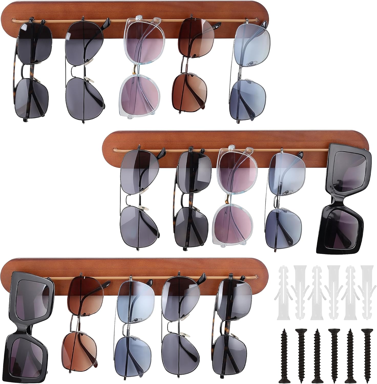 Optimisez votre Espace avec le Kurtzy Ensemble de 3 Supports Lunettes en Bois !