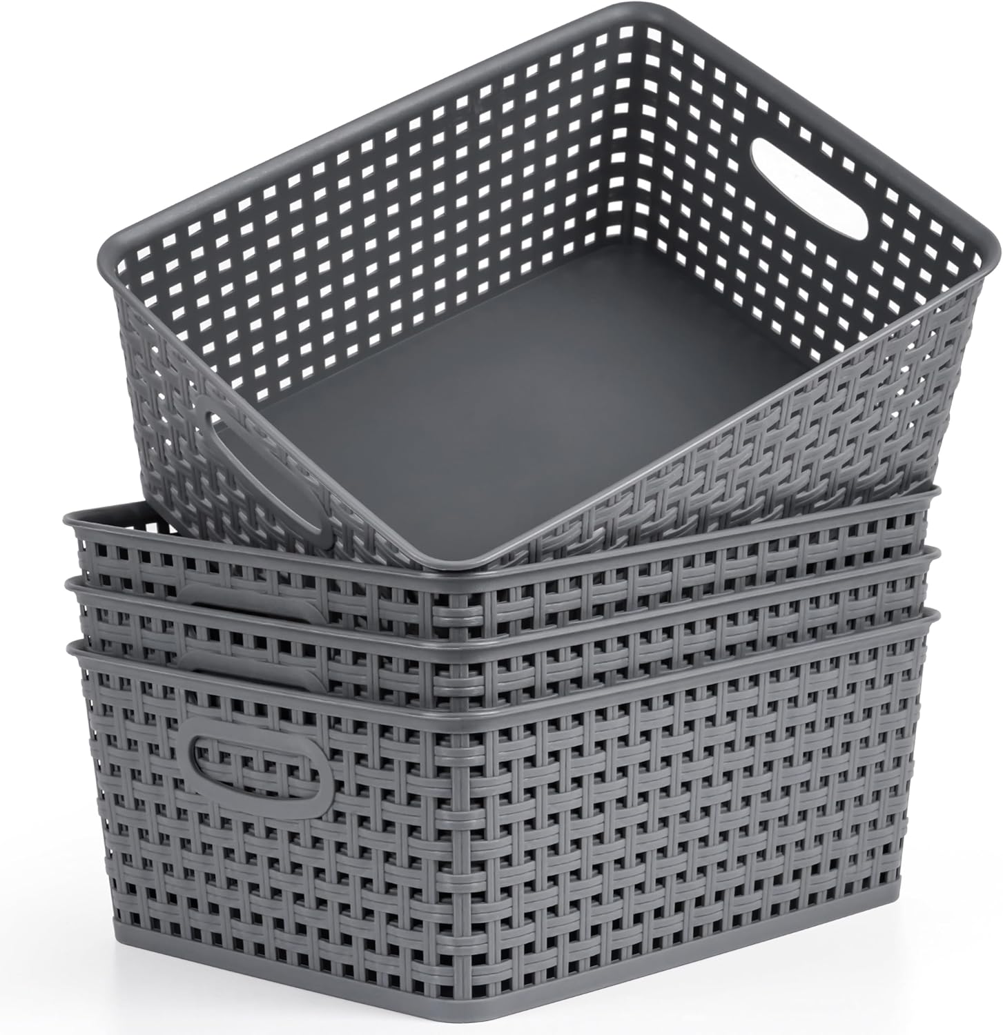 Optimisez Votre Espace avec le Lot de 4 Panier Rangement Plastique Gris Winter Shore!