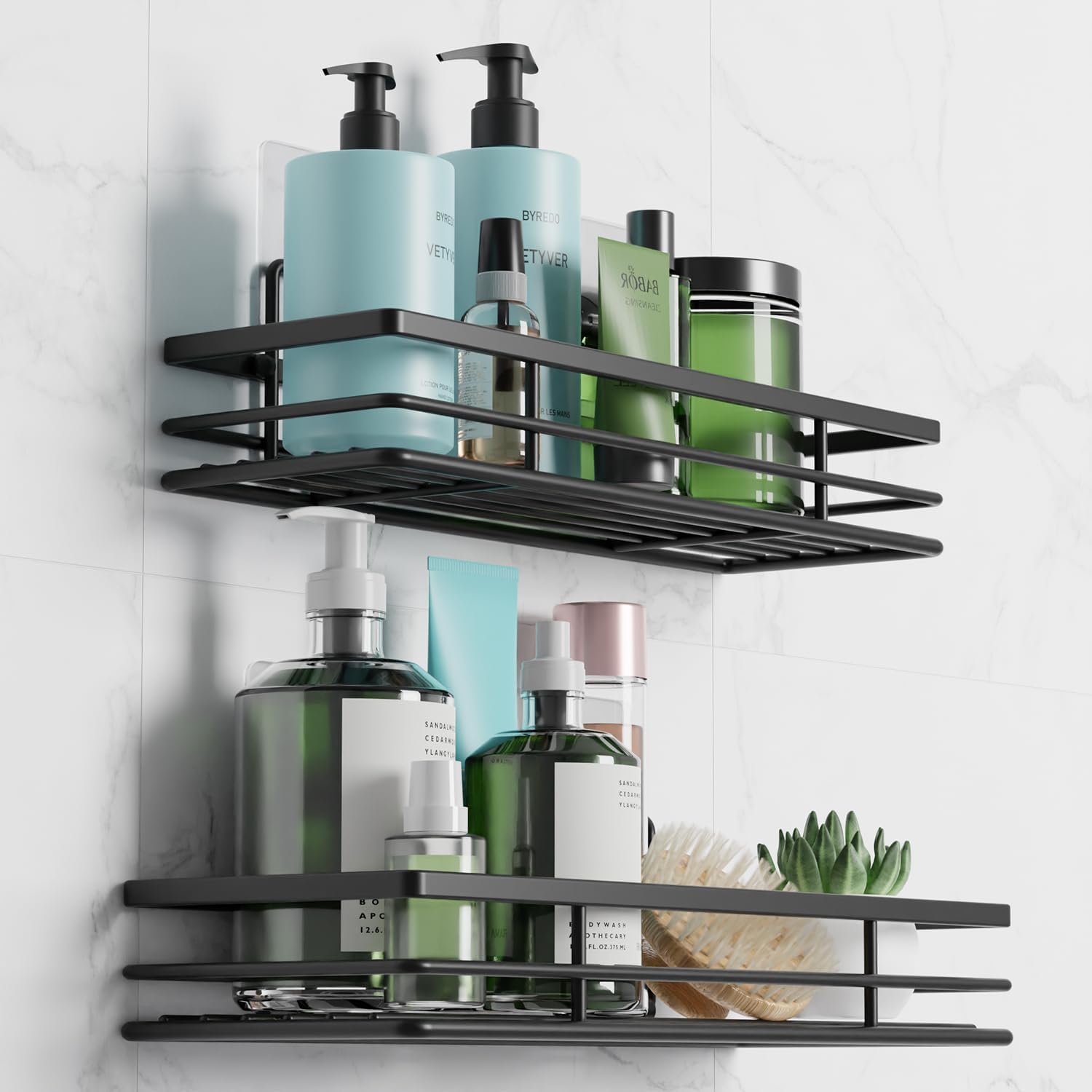 Optimisez Votre Salle de Bain avec l’Etagere Douche Saffruff : Support Sans Percage Noir!