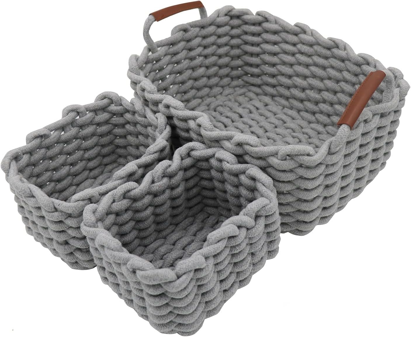 Organisez avec Style : Lot de 3 Paniers de Rangement Icegrey en Corde de Coton!