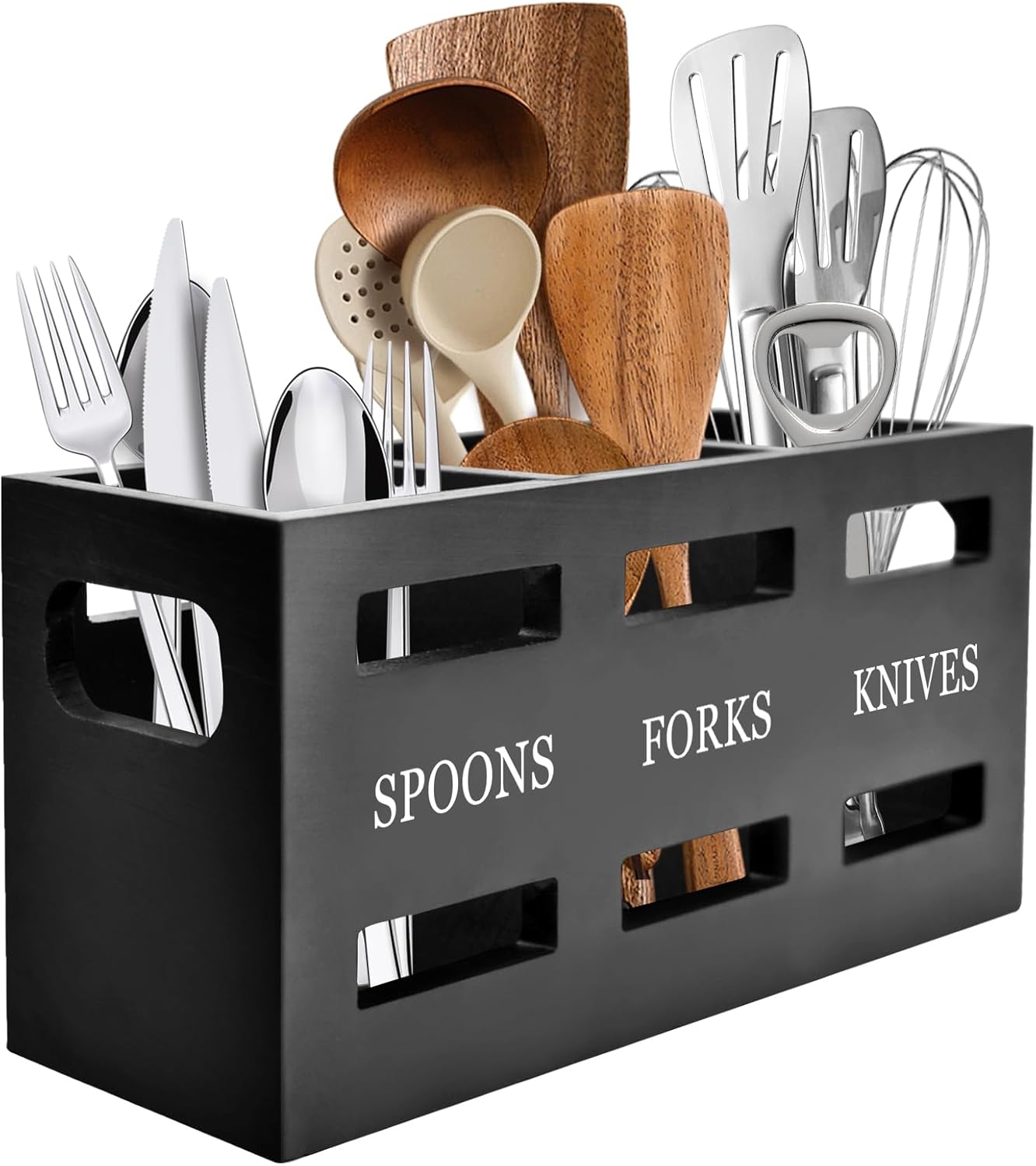 Organisez Votre Cuisine avec Style : Avis sur le Porte-Ustensiles Yiomxhi en Bois Noir