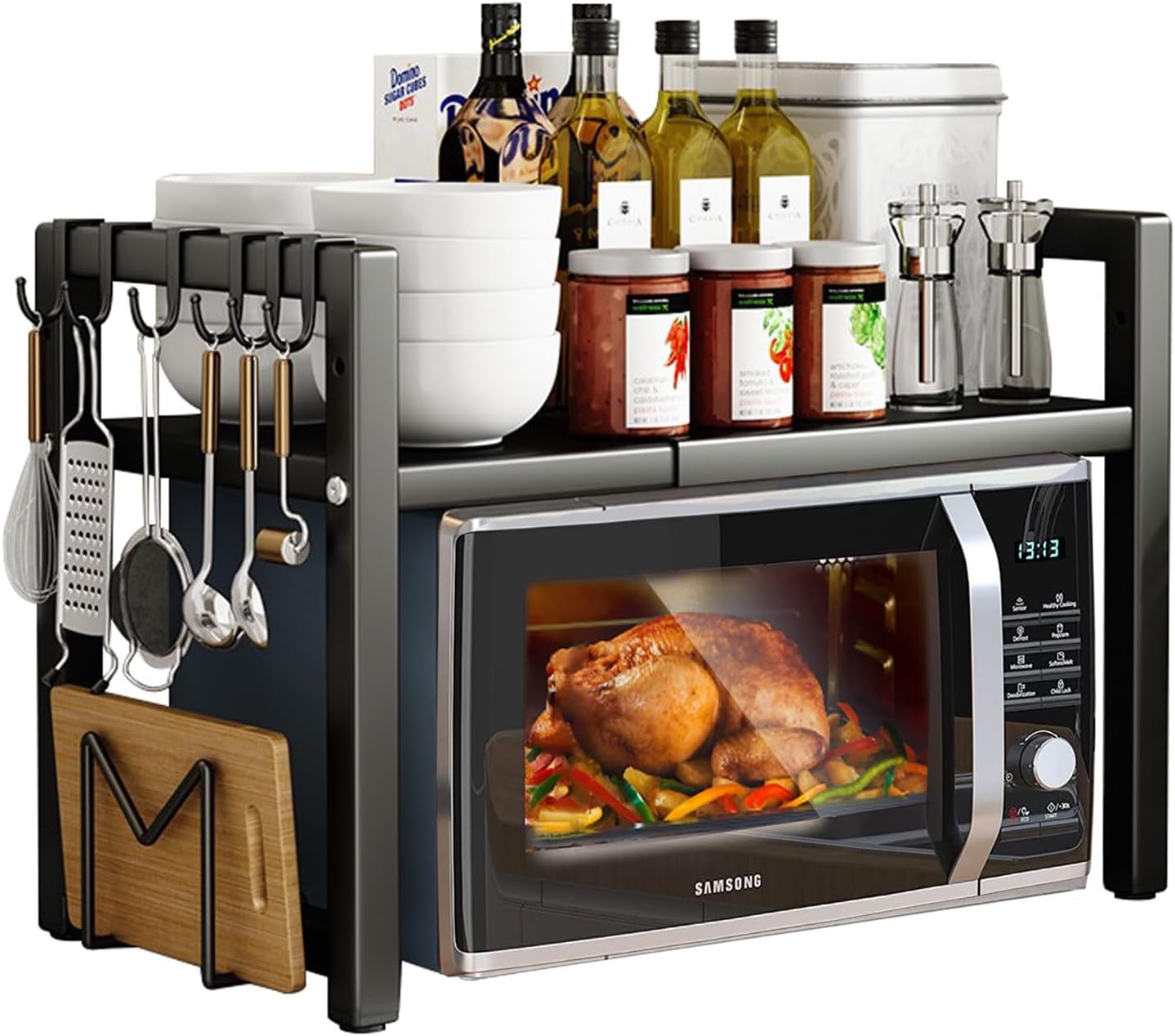 Organisez Votre Cuisine : Étagère Extensible Devesanter pour Micro-Ondes à Deux Niveaux !