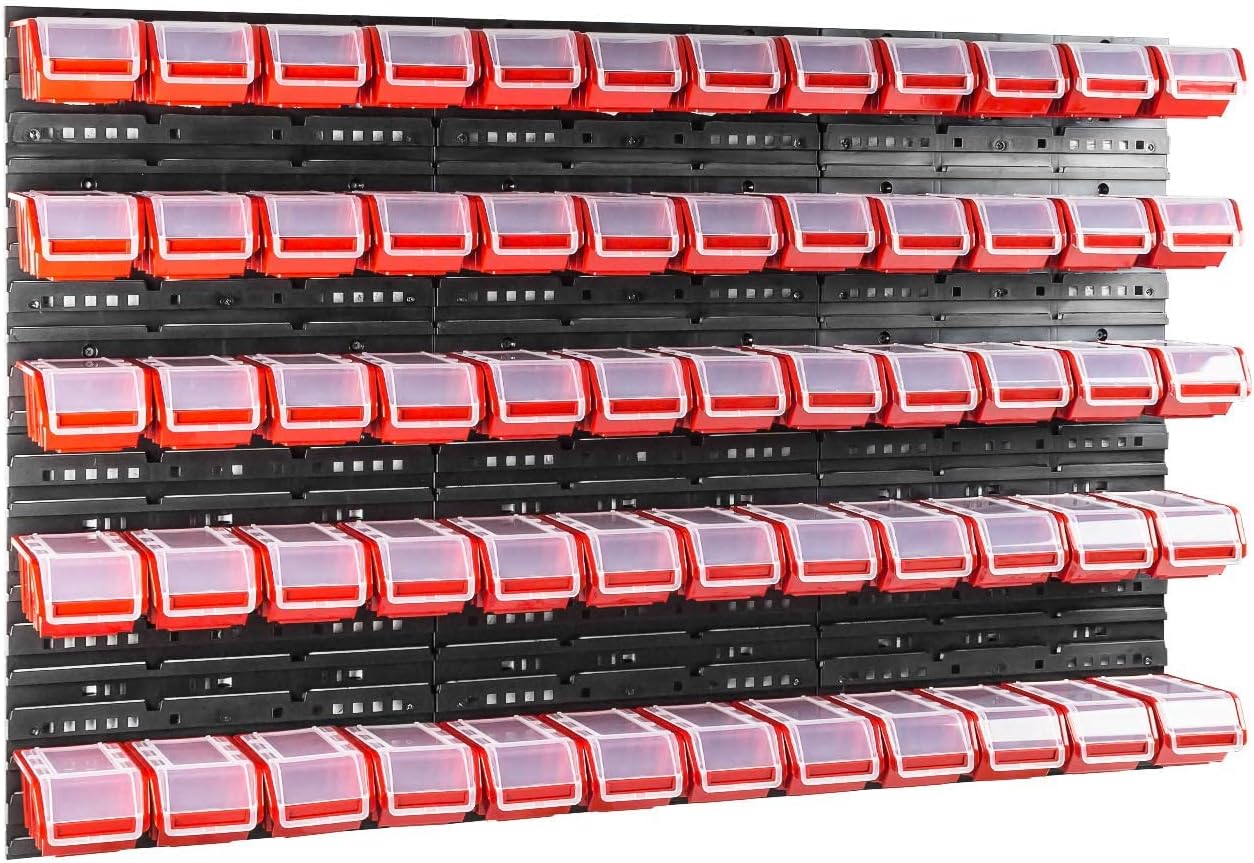 Révolutionnez Votre Rangement : Lot de 60 Boîtes Empilables et Étagère Murale Rouge!