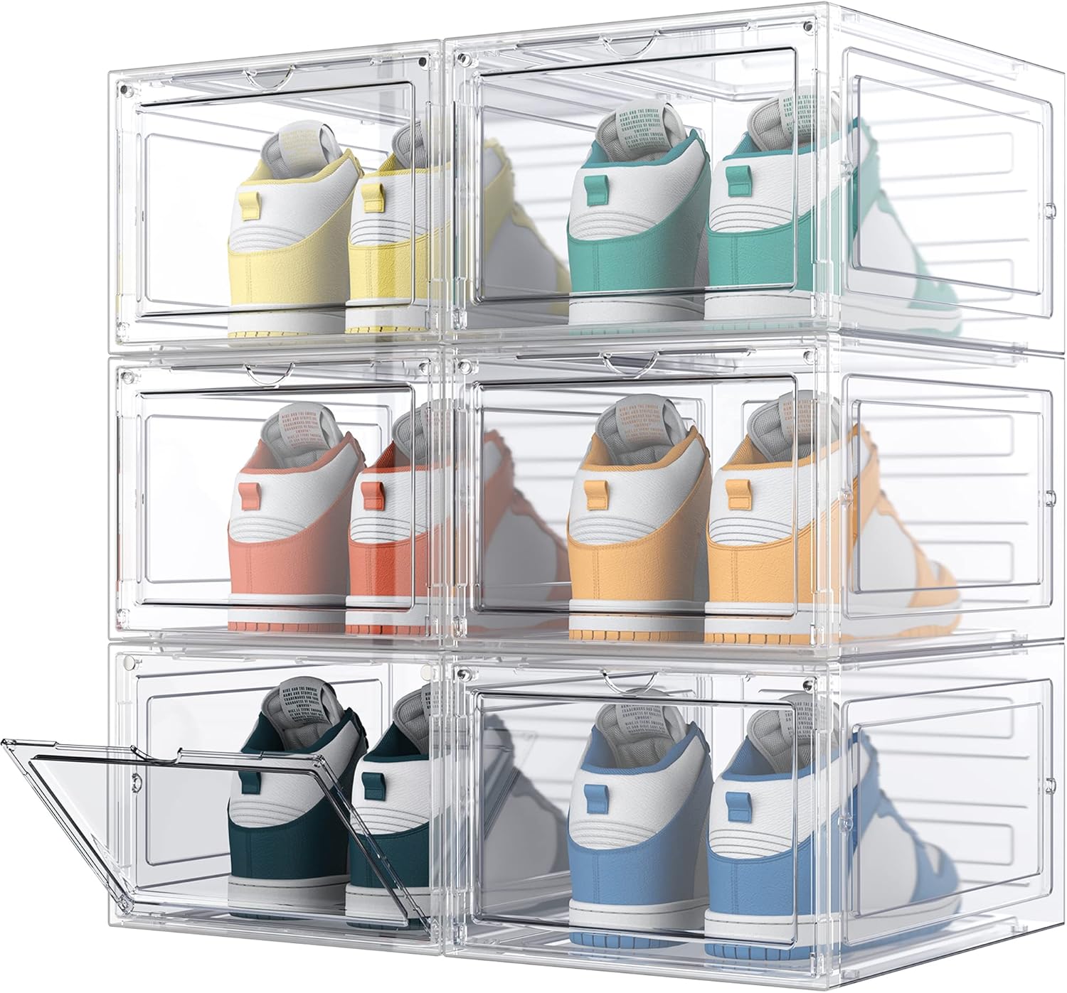 Simplifiez votre rangement avec les Boîtes à chaussures HOMIDEC : 6 conteneurs transparents et empilables !