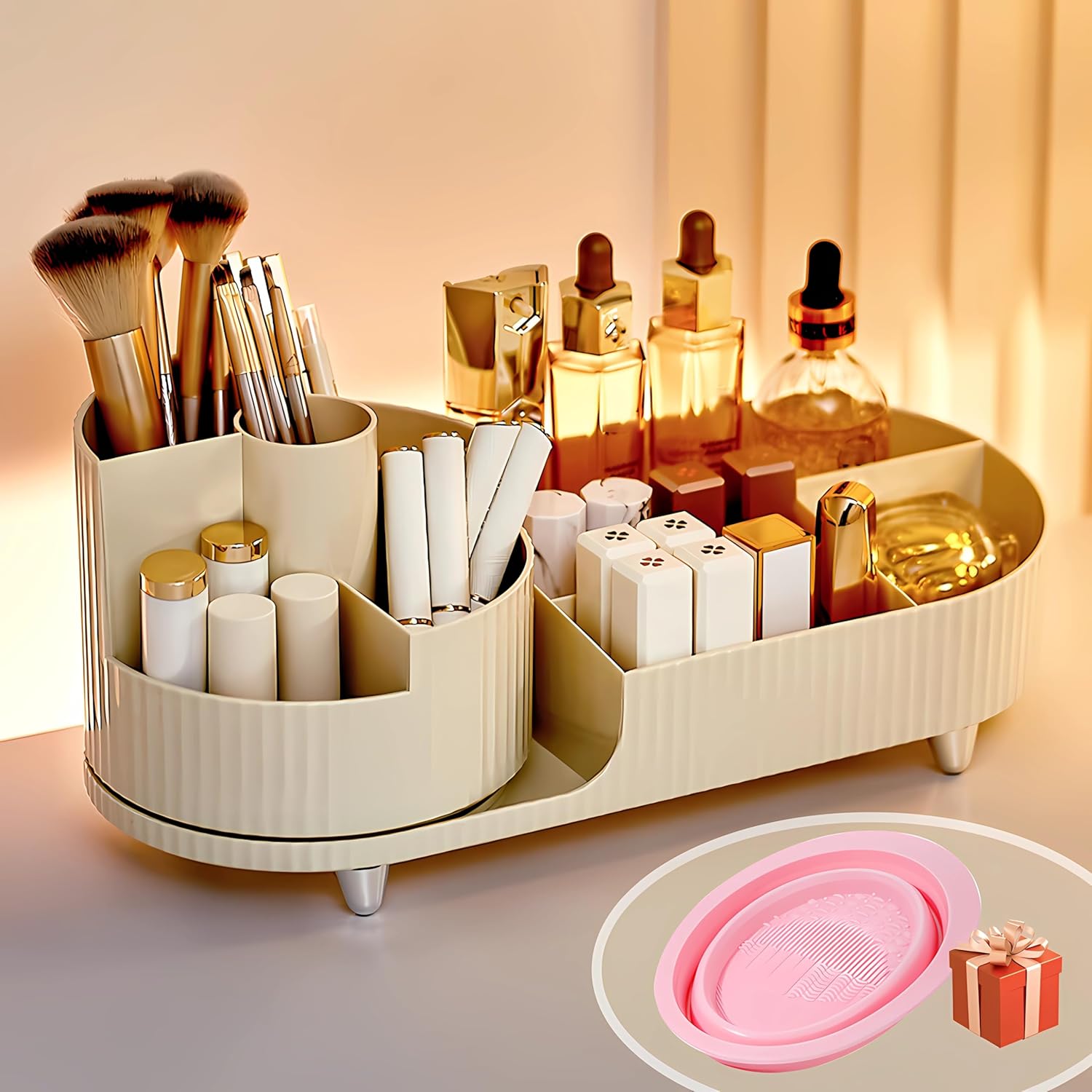 Transformez Votre Espace avec le Rangement Maquillage Rotatif JVISION 2 en 1!