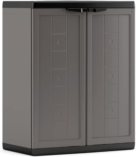 Découvrez la Jolly Armoire Basse Kis : Élégance et Praticité en Gris/Noir!