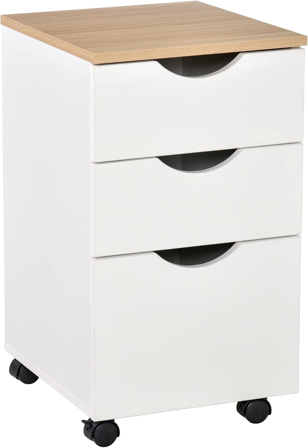 HOMCOM Caisson de Bureau : Alliez Style et Fonctionnalité avec ce Rangement Pratique sur Roulettes!