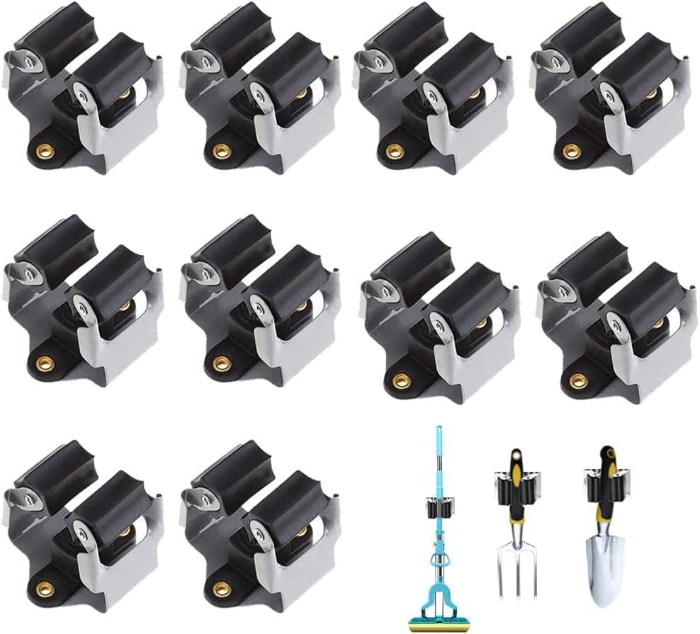 Maximisez votre espace avec le Lot de 10 Supports Muraux pour Balai à Franges !