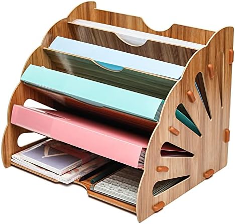 Optimisez Votre Bureau avec le Classeur En Bois 5 Niveaux EXERZ : Le Rangement Élégant et Pratique!