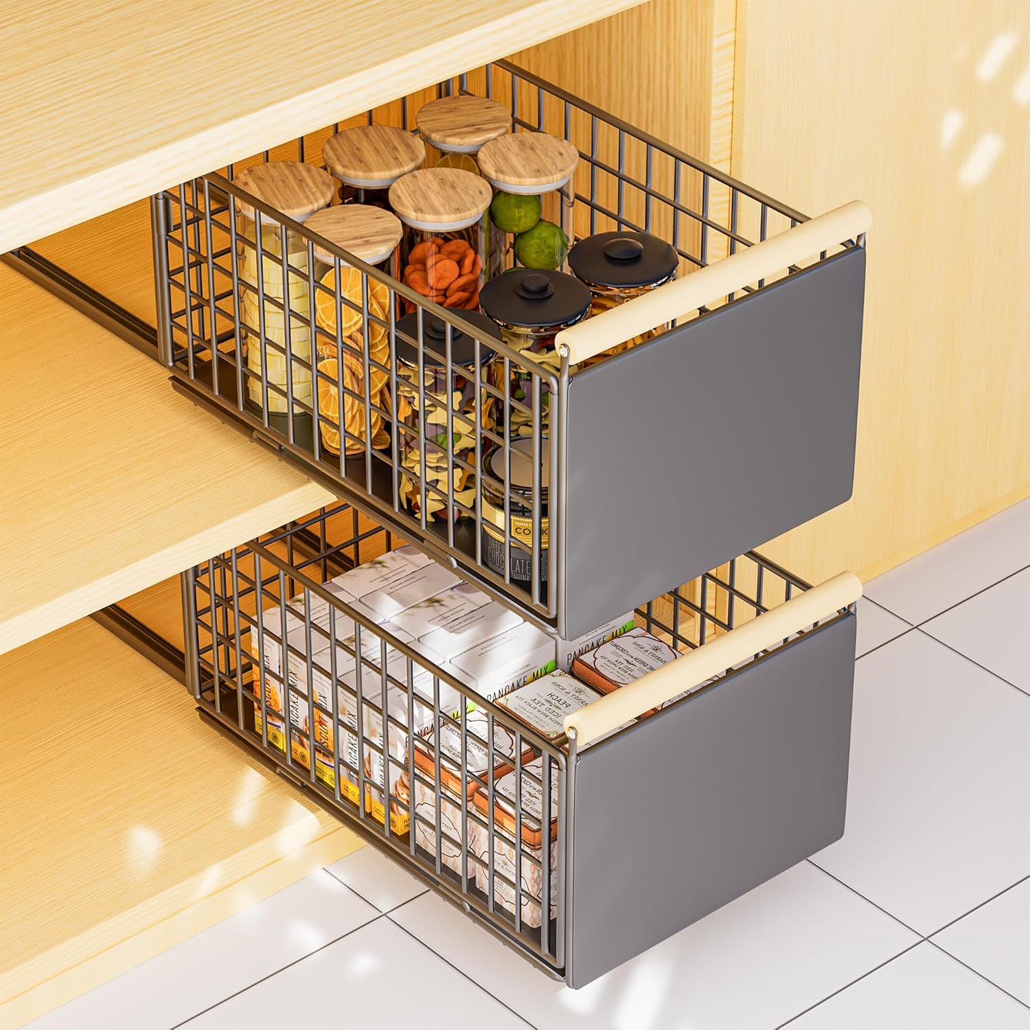 Optimisez Votre Cuisine avec le Paquet de 2 Tiroirs Coulissants Adhésifs!