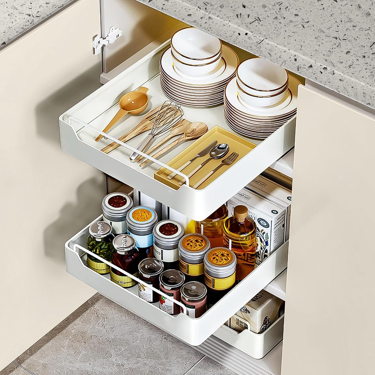 Optimisez Votre Cuisine avec le Tiroir Coulissant PUWOWYE : Rangement Efficace et Astucieux!
