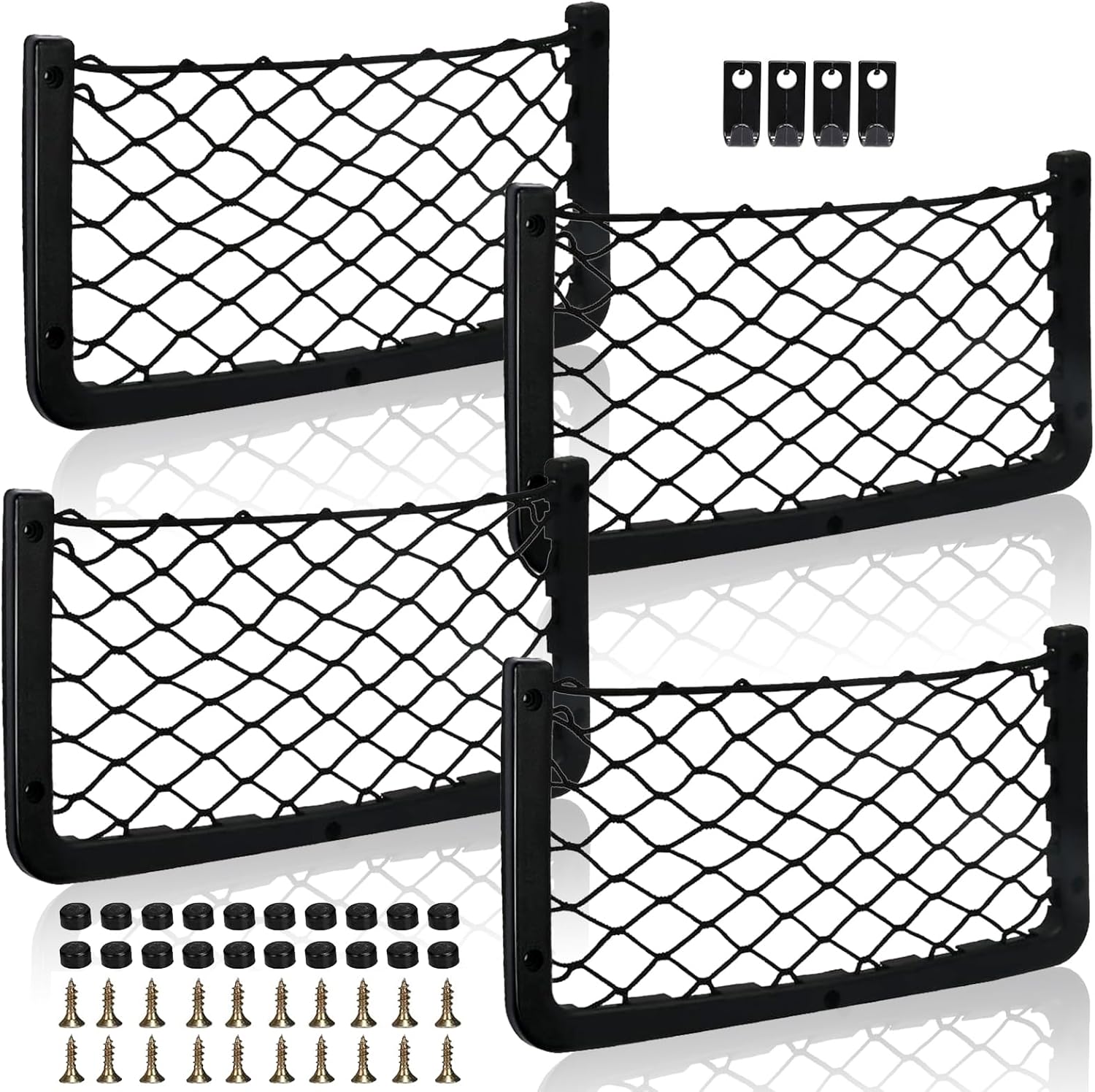 Optimisez votre Espace avec le Lot de 4 Filets de Rangement pour Voiture!