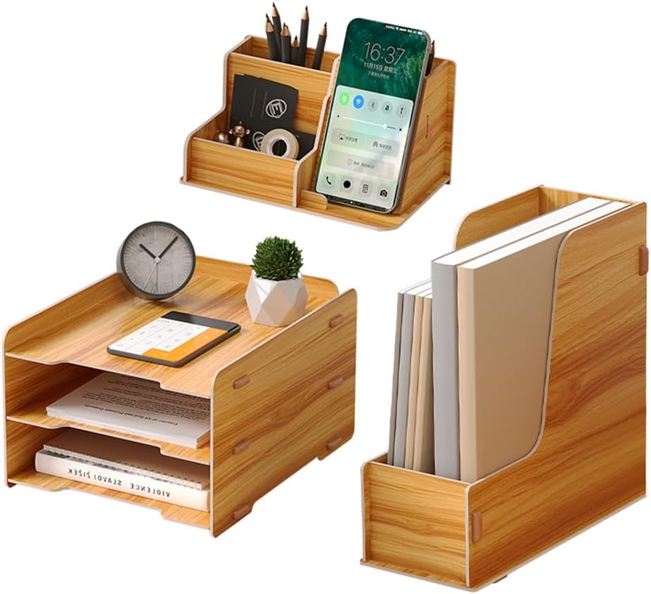 Optimisez Votre Espace avec le NUODWELL : L'Organisateur de Bureau en Bois Élégant en Cerise!
