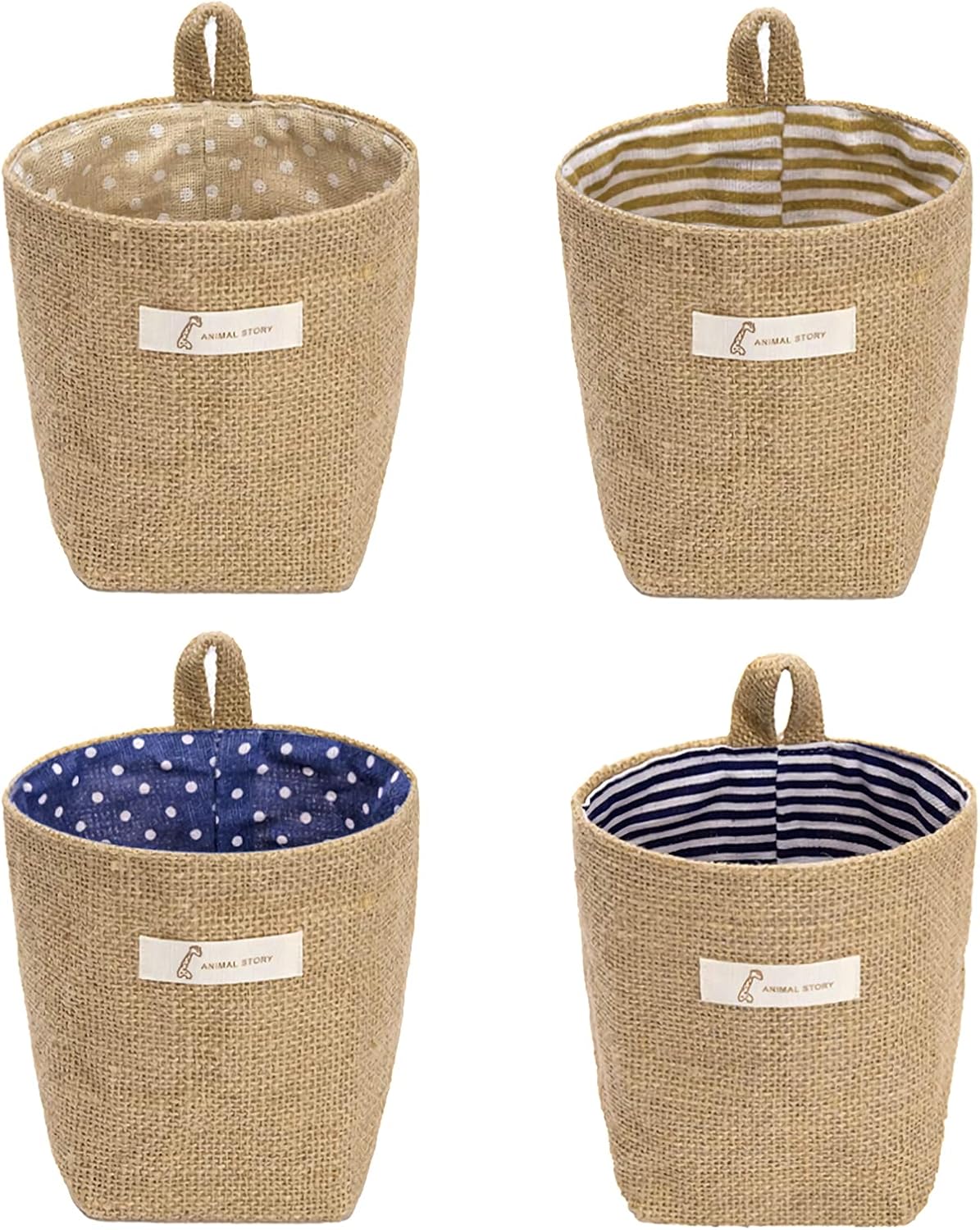 Optimisez Votre Espace avec le Sac de Rangement Suspendu Mural : 4 Pcs Pratiques en Coton Lin!