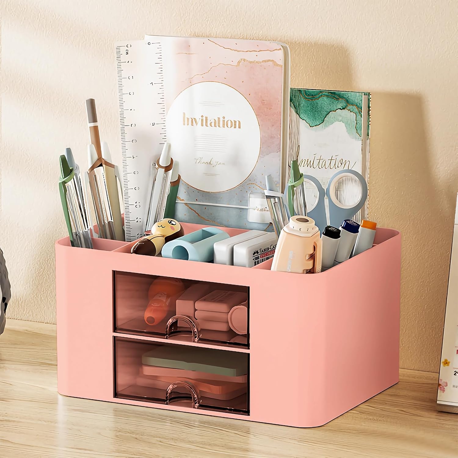Optimisez Votre Espace avec l'Organisateur de Bureau Glovios : Élégance et Praticité en Rose!