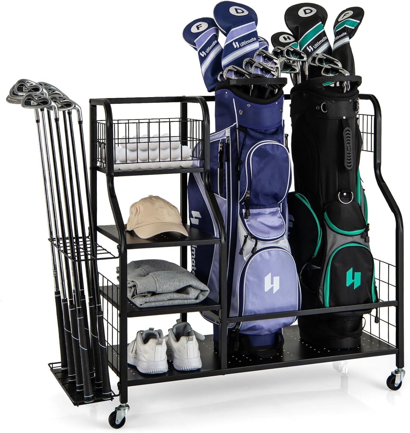 Optimisez Votre Espace avec l'Organisateur GYMAX pour Clubs de Golf : Praticité et Mobilité!