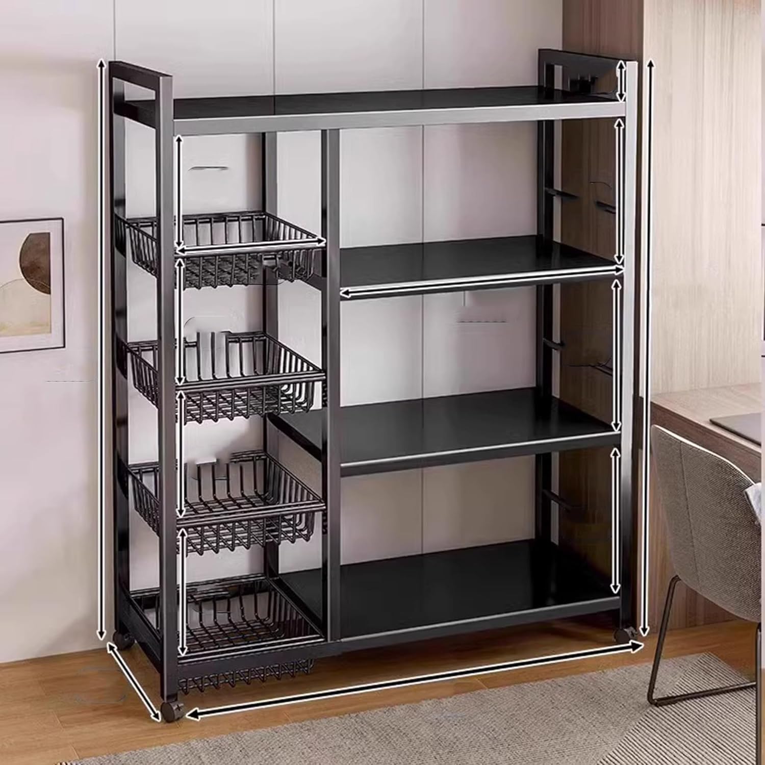 Optimisez Votre Espace avec l'Étagère de Rangement pour Cuisine Noire!