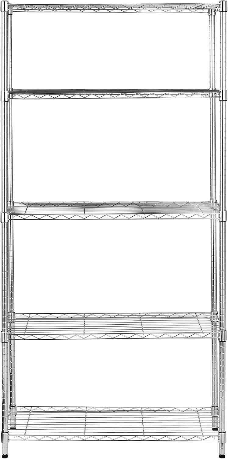 Optimisez Votre Espace : Avis sur l'Étagère Chromée Amazon Basics à 5 Tablettes Réglables