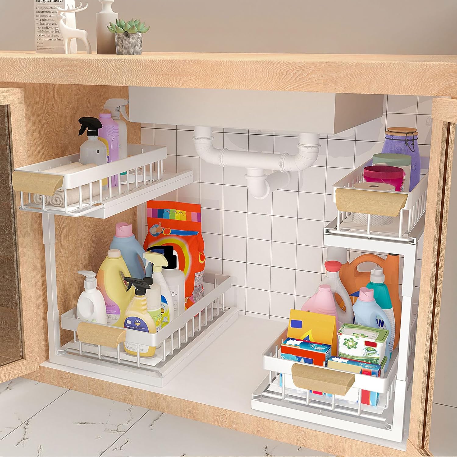 Organisez Votre Espace avec le Lot de 2 Rangement sous Évier Yawinhe!