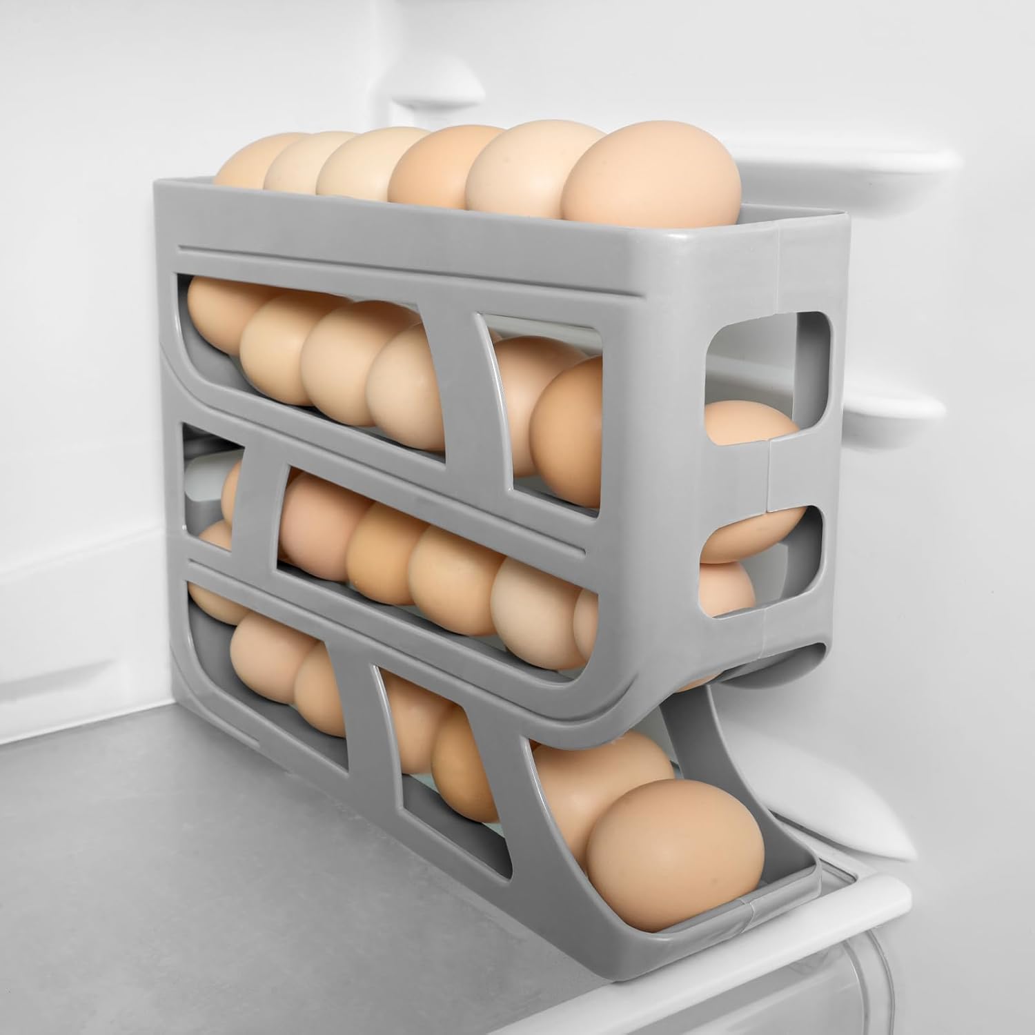 Organisez Votre Réfrigérateur : Découvrez le Distributeur Automatique d'Œufs HOTUT à 4 Niveaux !