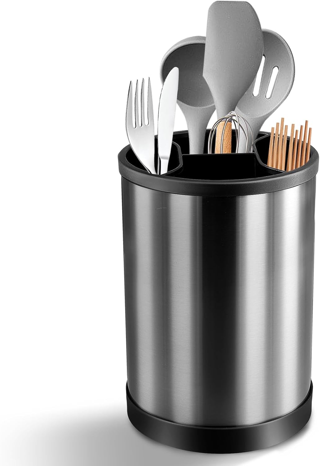 Réorganisez Votre Cuisine avec le Porte-Ustensiles Rotatif en Acier Inoxydable!