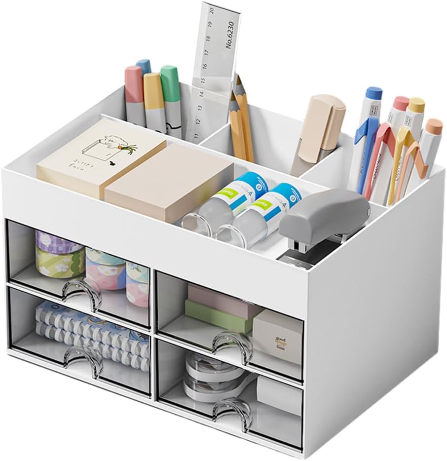 Améliorez votre espace avec l'Organiseur de Bureau Élégant en Blanc!