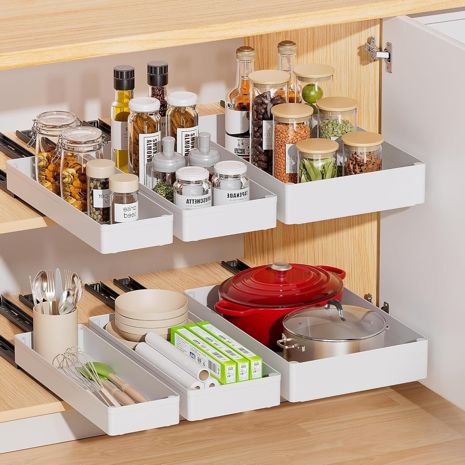 Maximisez Votre Espace avec le Lot de 3 Organiseurs Amovibles : Praticité et Style Blanc!