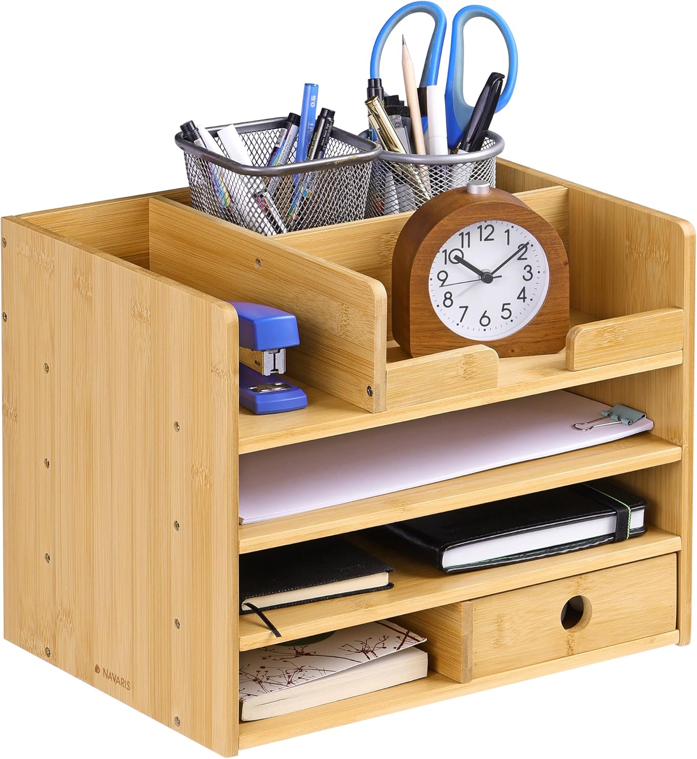 Navaris Organisateur de Bureau : Rangez avec Élégance en Bambou!