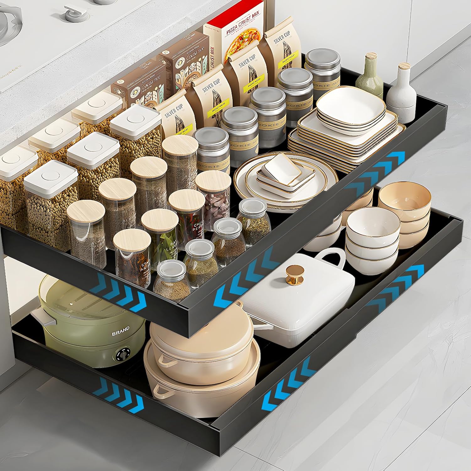 Optimisez Votre Cuisine avec le Tiroir Coulissant Purpledi - Rangement Pratique et Chic!