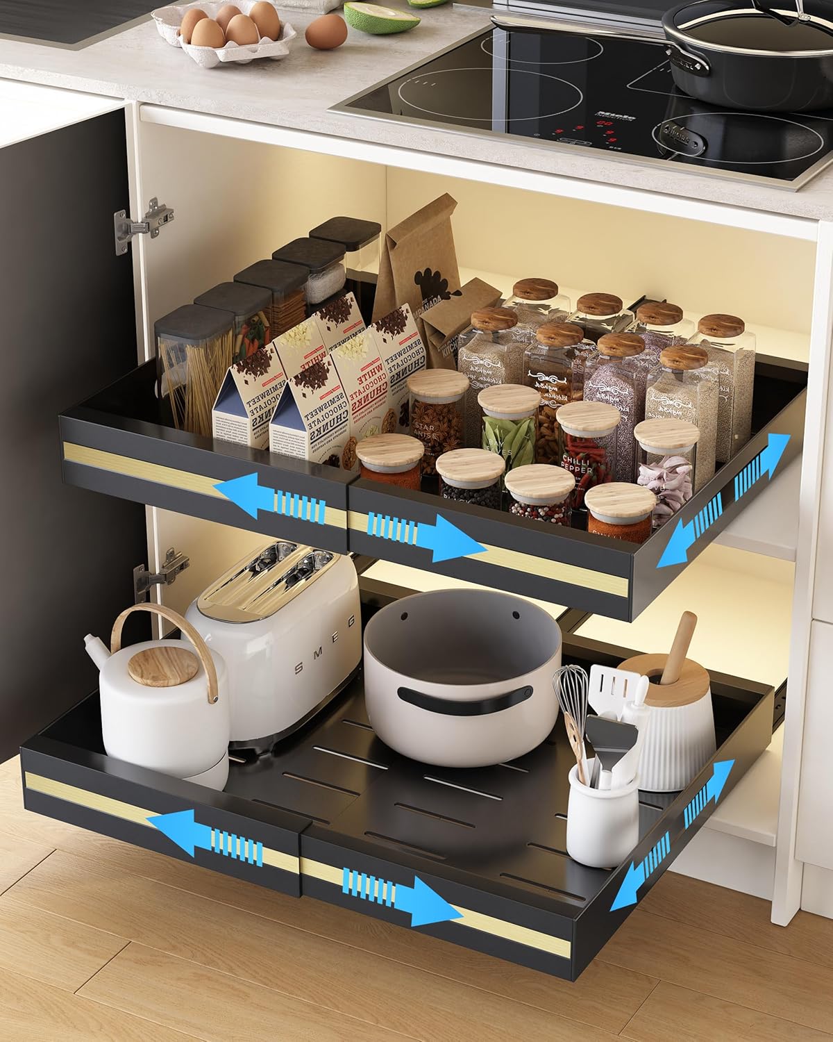 Optimisez Votre Cuisine avec le UMDONX : Tiroirs Coulissants Adhésifs Pratiques!