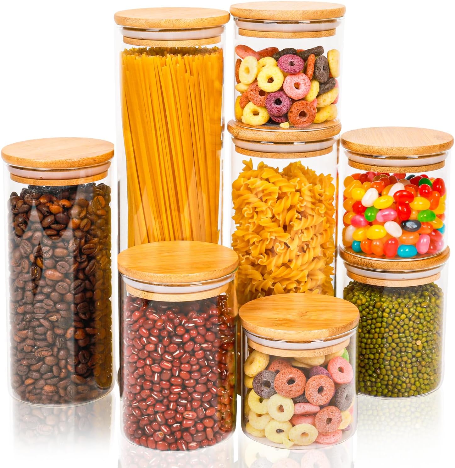 Optimisez Votre Cuisine avec les Bocaux Hermétiques Lannvan : 8Pcs de Pot en Verre à Couvercles en Bambou!