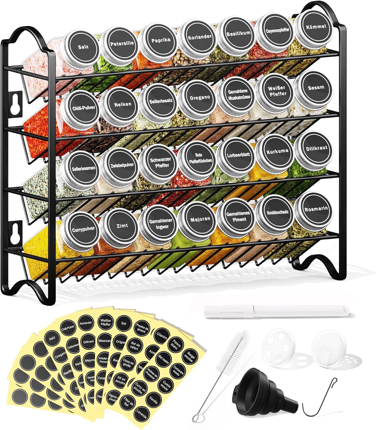Optimisez Votre Cuisine avec l'Étagère à Épices Enjoior : 28 Pots en Verre Inclus !