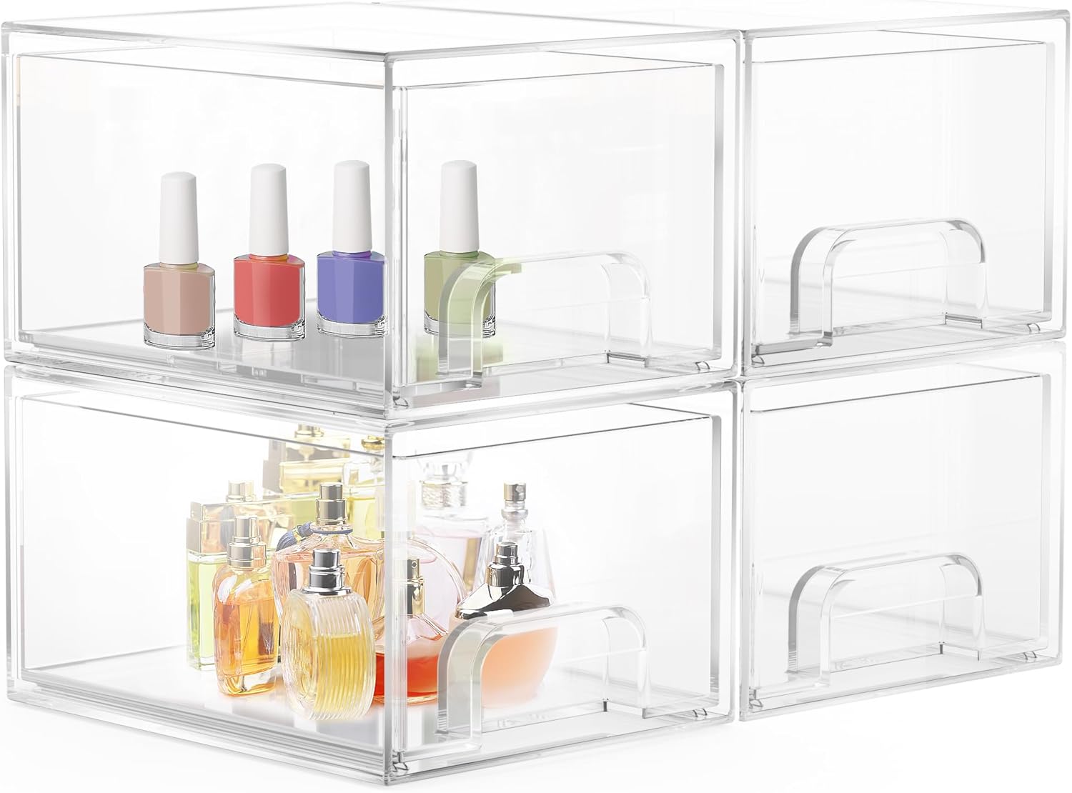 Optimisez Votre Espace avec le Lot de 4 Organisateurs Tiroir Acrylique : Pratiques et Durables!