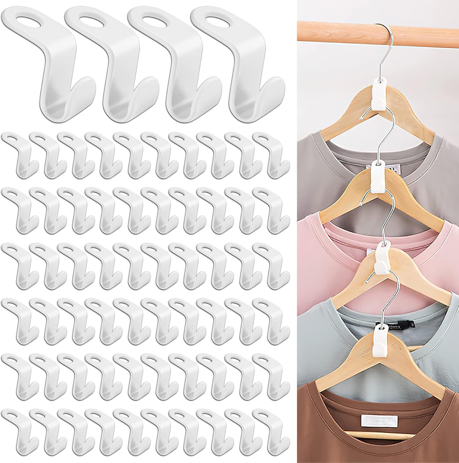Optimisez Votre Espace avec les 64 Pcs Crochet Cintre – L'Organisateur Idéal pour Votre Penderie!