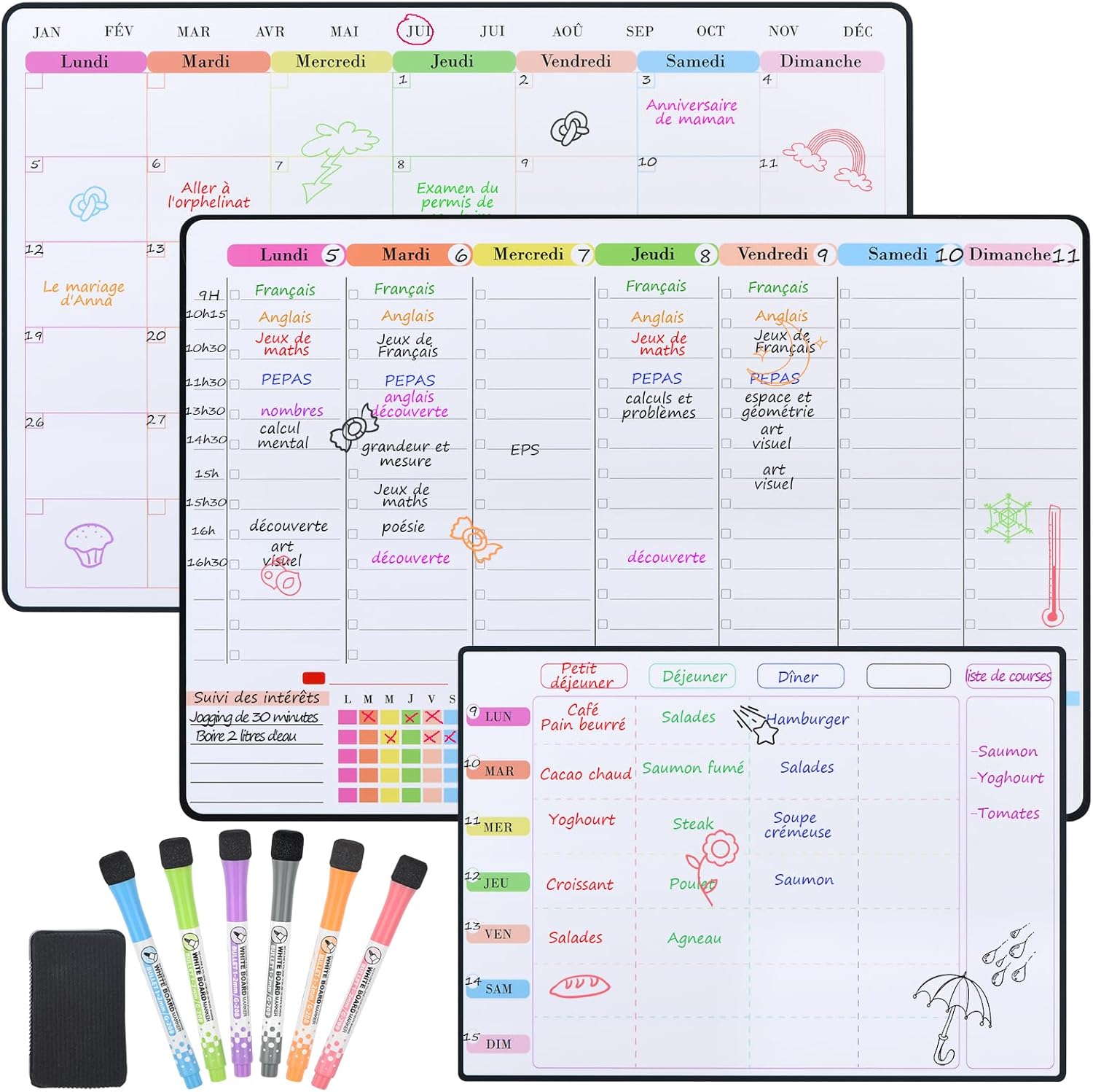 Optimisez Votre Semaine avec le POPRUN : Le Semainier Magnétique Indispensable pour Votre Frigo!