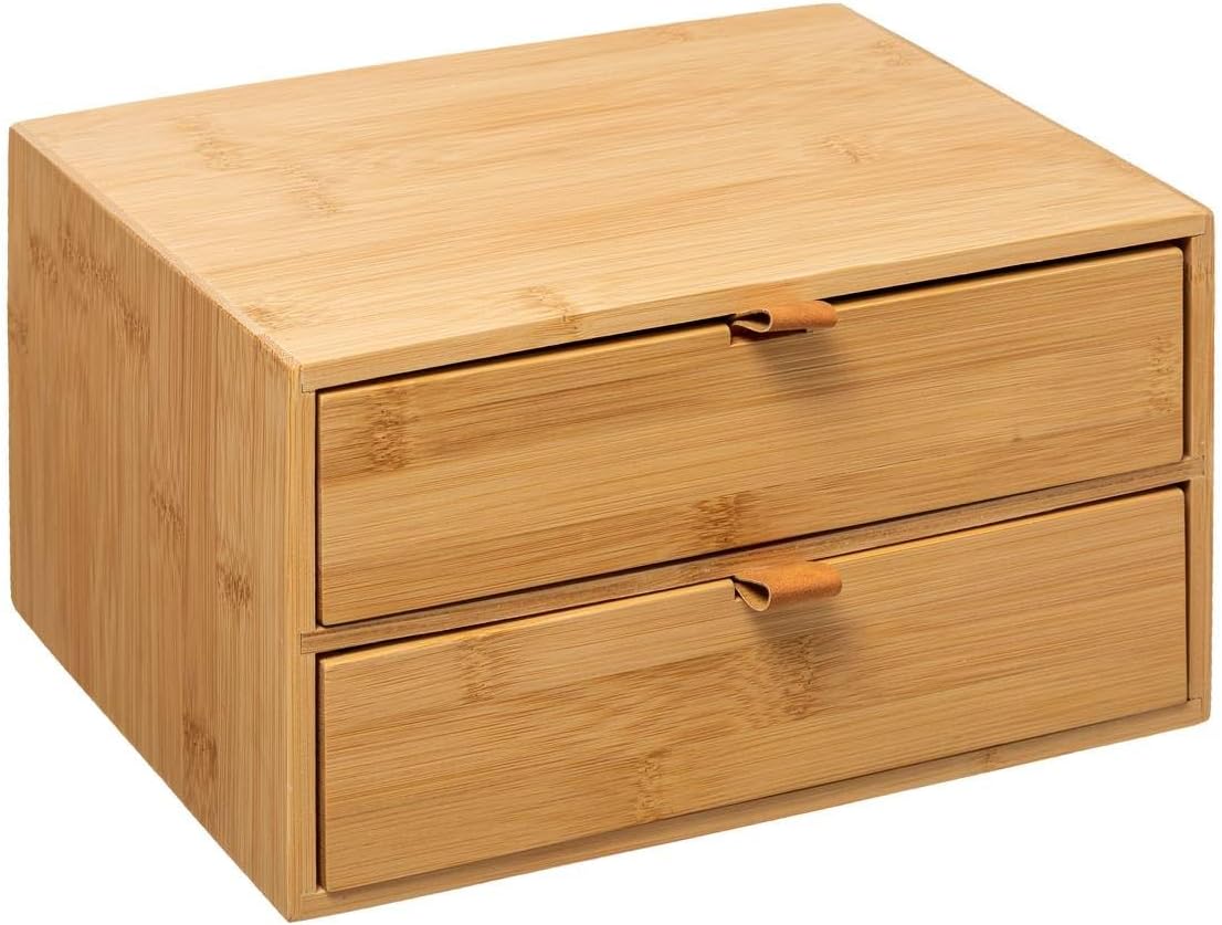 Organisez avec Élégance : Boîte de Rangement 5-174665 en Bambou et Simili Cuir