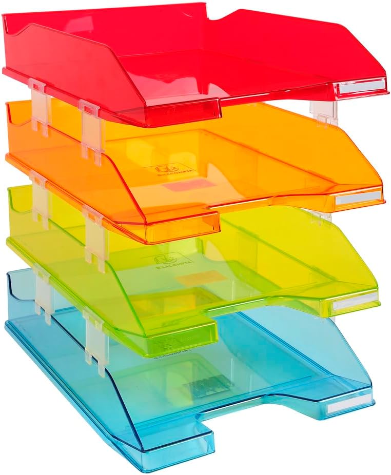 Organisez Votre Bureau avec Style : Set de 4 Corbeilles à Courrier Exacompta COMBO MIDI
