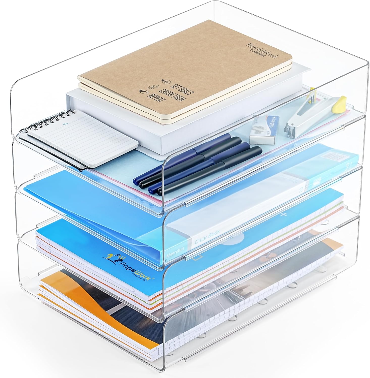 Organisez Votre Espace avec les Bannettes Rangement Bureau Transparentes Winter Shore - Lot de 4!