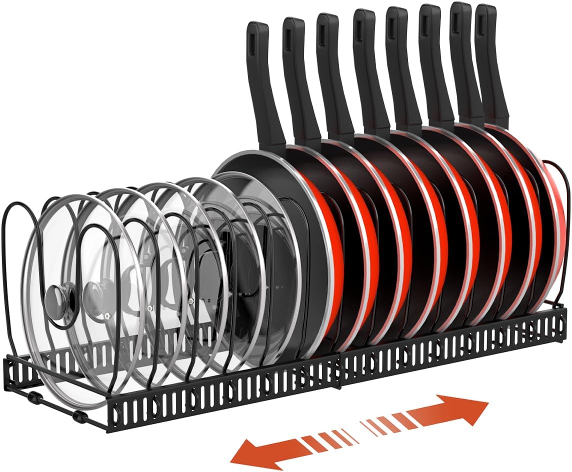 Simplifiez votre Cuisine avec le Rangement Housolution : 14 Compartiments Réglables pour Pots et Couvercles !